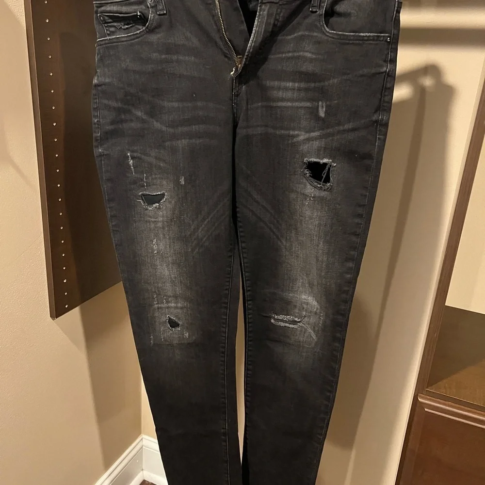 Express Black Distressed Skinny Jeans